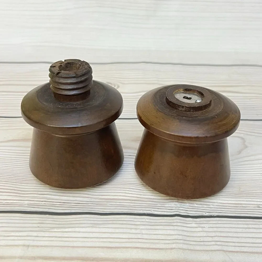 VTG Large Wood Turned Salt Shaker & Pepper Mill Grinder Set 12” MCM Retro Rustic